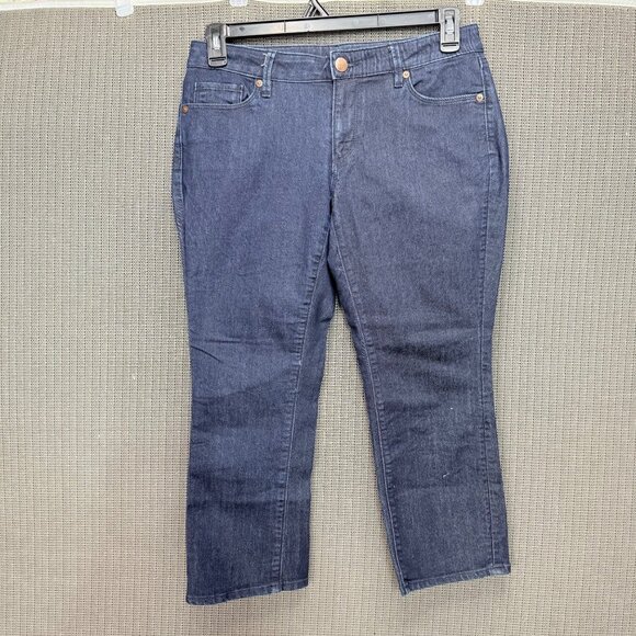 Ann Taylor Loft Womens 28/6PCurvy Kick Crop Jeans Dark Wash Denim Petite - Picture 1 of 9